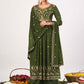 Palazzo Salwar Suit Georgette Green Embroidered Salwar Kameez