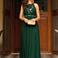 Designer Gown Georgette Green Embroidered Gown