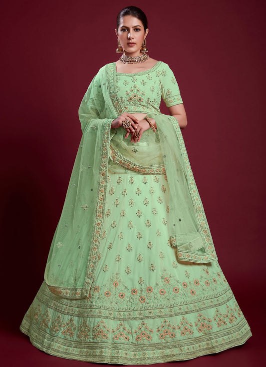 Lehenga Choli Georgette Green Dori Work Lehenga Choli