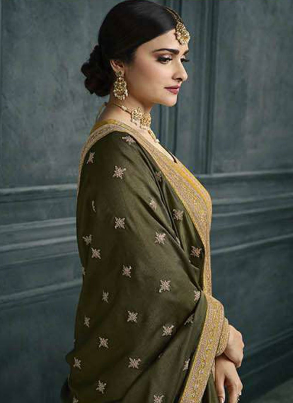 Trendy Suit Georgette Silk Green Embroidered Salwar Kameez