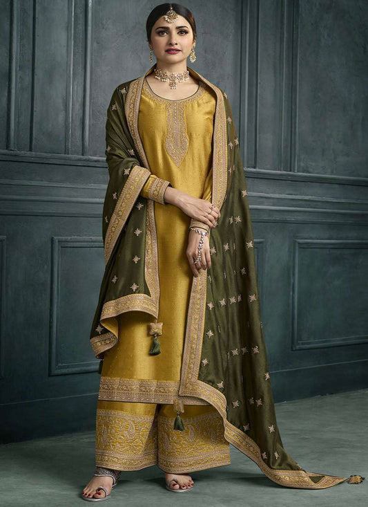 Trendy Suit Georgette Silk Green Embroidered Salwar Kameez