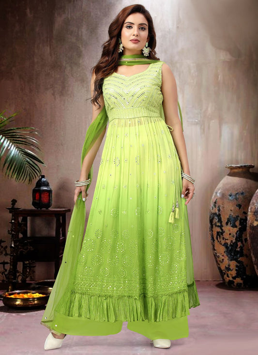 Trendy Suit Georgette Green Mirror Salwar Kameez