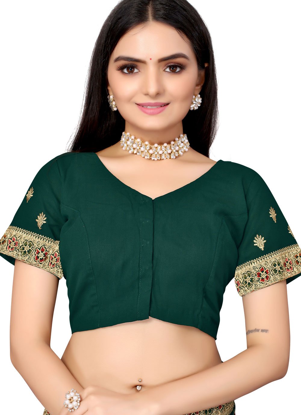 Trendy Saree Georgette Green Embroidered Saree