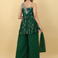 Palazzo Salwar Suit Georgette Green Embroidered Salwar Kameez