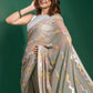 Classic Georgette Grey Embroidered Saree