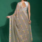 Classic Georgette Grey Embroidered Saree