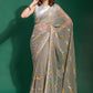 Classic Georgette Grey Embroidered Saree