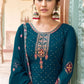 Straight Salwar Suit Georgette Morpeach Embroidered Salwar Kameez