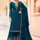 Straight Salwar Suit Georgette Morpeach Embroidered Salwar Kameez