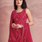 Readymade Style Georgette Hot Pink Sequins Salwar Kameez