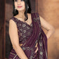 Designer Georgette Purple Jacquard Work Saree