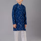 Kurta Pyjama Georgette Blue Embroidered Kids