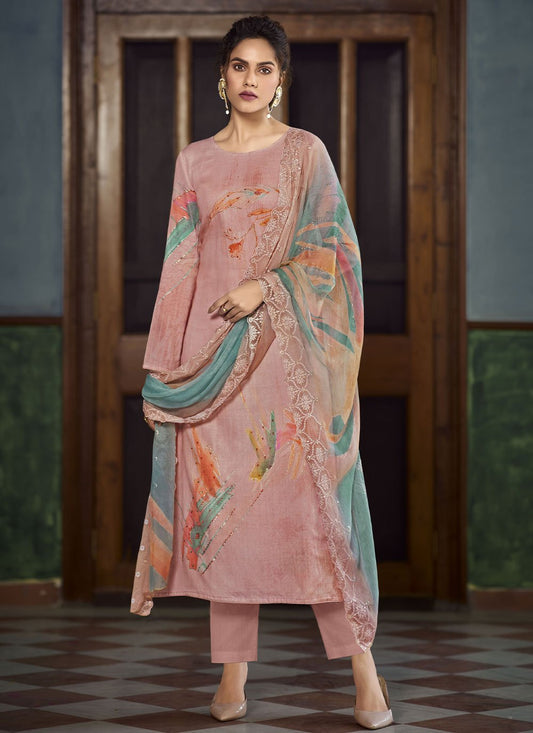 Salwar Suit Georgette Mauve Digital Print Salwar Kameez