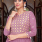 Anarkali Suit Georgette Lavender Embroidered Salwar Kameez