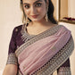 Classic Georgette Lavender Patch Border Saree