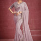 Classic Crepe Silk Georgette Lavender Lace Saree
