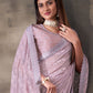 Trendy Saree Georgette Lavender Mirror Saree