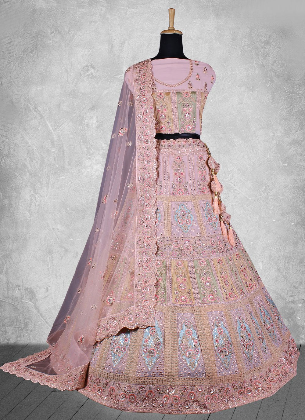 Lehenga Choli Georgette Lavender Embroidered Lehenga Choli