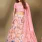 Lehenga Choli Georgette Viscose Pink Embroidered Lehenga Choli