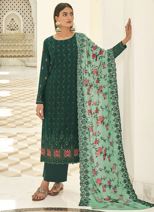 Floor Lenght Salwar Suit Georgette Rama Diamond Salwar Kameez