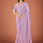 Classic Georgette Lavender Lucknowi Work Saree
