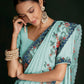 Classic Georgette Turquoise Lucknowi Work Saree