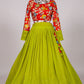 A Line Lehenga Georgette Green Embroidered Lehenga Choli