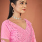 Classic Georgette Pink Lucknowi Work Saree