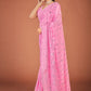 Classic Georgette Pink Lucknowi Work Saree