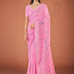 Classic Georgette Pink Lucknowi Work Saree
