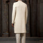 Sherwani Georgette Cream Machine Embroidery Mens