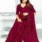 Classic Georgette Silk Magenta Patch Border Saree