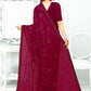 Classic Georgette Silk Magenta Patch Border Saree