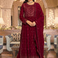 Palazzo Salwar Suit Georgette Maroon Embroidered Salwar Kameez