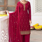 Palazzo Salwar Suit Georgette Maroon Embroidered Salwar Kameez