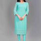 Designer Kurti Chiffon Georgette Aqua Blue Embroidered Kurtis