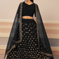 A Line Lehenga Georgette Black Embroidered Lehenga Choli