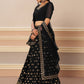 A Line Lehenga Georgette Black Embroidered Lehenga Choli