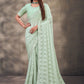Contemporary Georgette Sea Green Mirror Saree