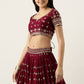 Lehenga Choli Georgette Maroon Embroidered Lehenga Choli