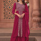 Palazzo Salwar Suit Georgette Hot Pink Embroidered Salwar Kameez