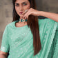 Classic Georgette Turquoise Mirror Saree