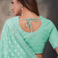 Classic Georgette Turquoise Mirror Saree