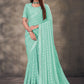 Classic Georgette Turquoise Mirror Saree