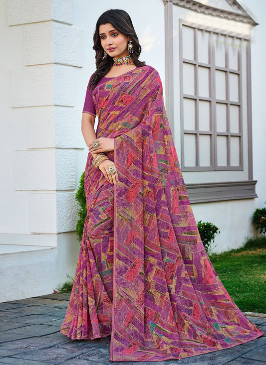 Contemporary Designer Georgette Multi Colour Fancy Work Saree