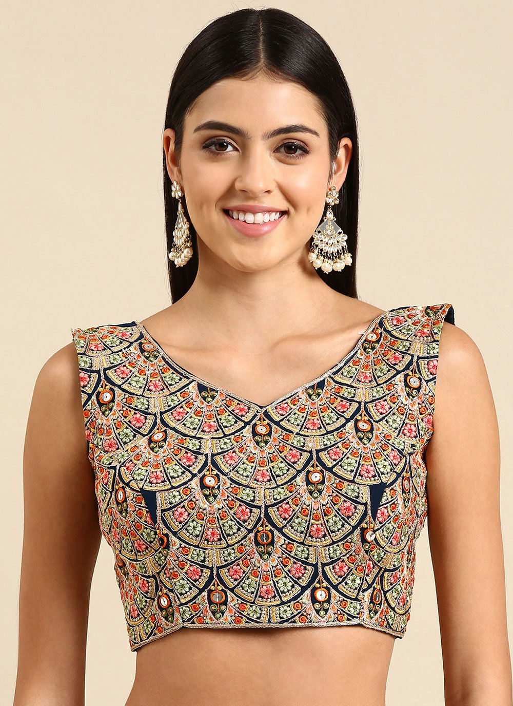 Designer Blouse Georgette Multi Colour Embroidered Blouse