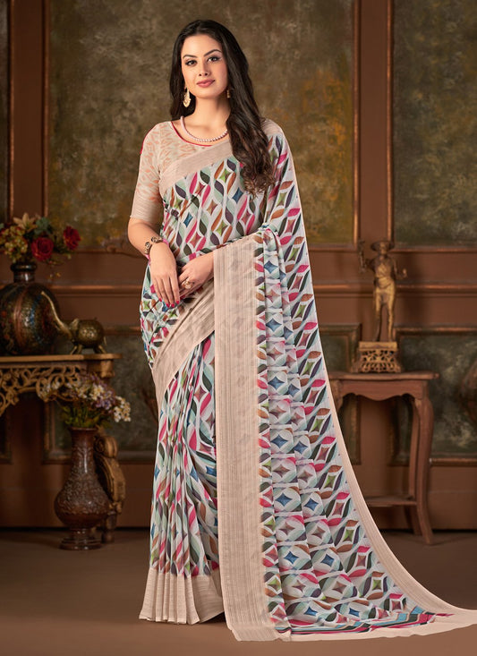 Designer Georgette Multi Colour Print Saree