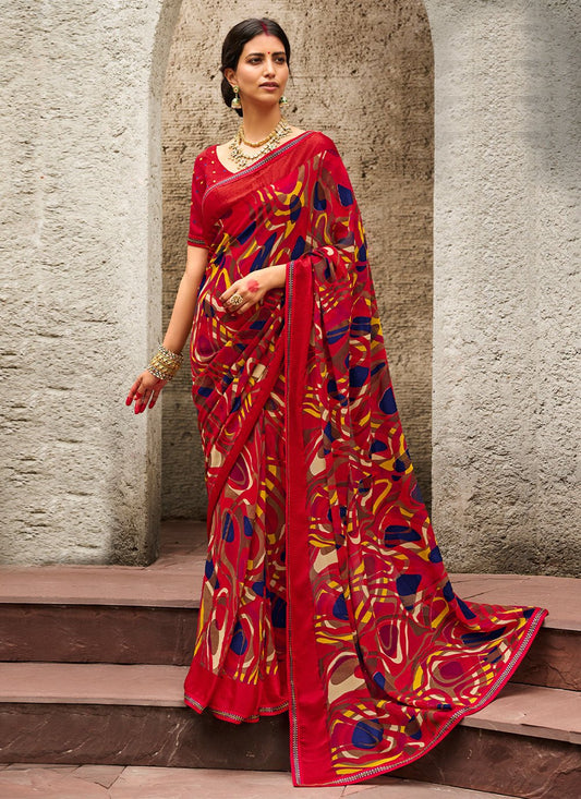 Classic Georgette Multi Colour Print Saree