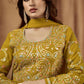 Anarkali Suit Georgette Mustard Embroidered Salwar Kameez