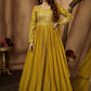 Anarkali Suit Georgette Mustard Embroidered Salwar Kameez